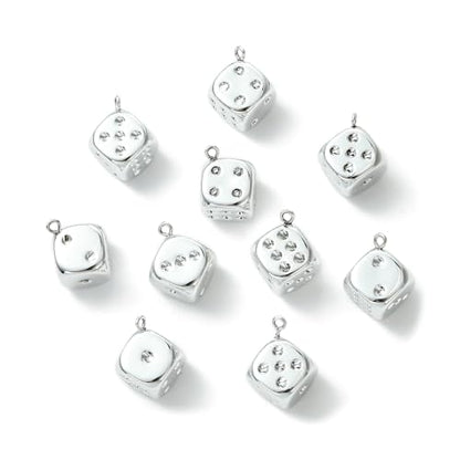 Stiesy Plating Acrylic Dice Charms 40Pcs, Silver Color Gambling Theme Pendants Dangle Charms Bulk for Jewelry Making, DIY Craft Projects and Game Lover Presents - color: Silver Dice-40pcs