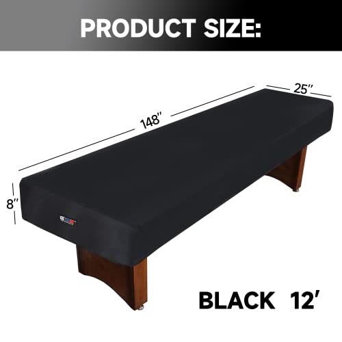 GSE Games & Sports Expert 12' Black Heavy-Duty Leatherette Shuffleboard Table Cover for Shuffleboard Table Accessories - color: Black-12ft