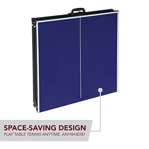 Hathaway BG2305 Crossover 60-in Folding Portable Table Tennis Table – Perfect Small Space Solution, Blue, 60"