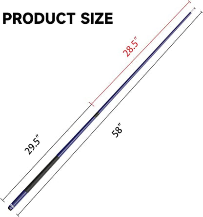 GSE Games & Sports Expert 58" 2-Piece Fiberglass Graphite Composite Billiard Pool Cue Sticks (Several Colors Available, Weight from 18oz, 19oz, 20oz, 21oz) - color: Matte Blue, style: 18oz