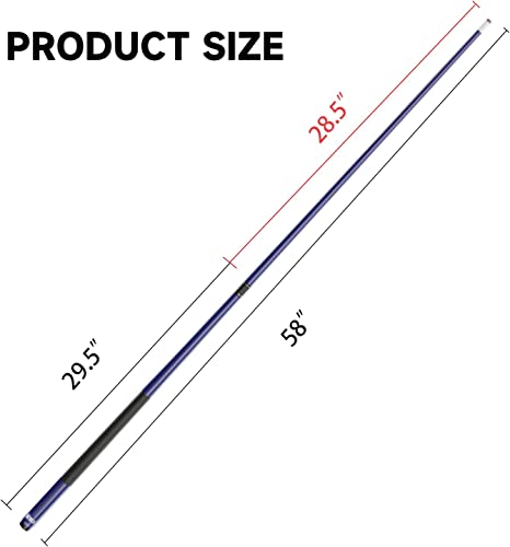GSE Games & Sports Expert 58" 2-Piece Fiberglass Graphite Composite Billiard Pool Cue Sticks (Several Colors Available, Weight from 18oz, 19oz, 20oz, 21oz) - color: Matte Blue, style: 21oz
