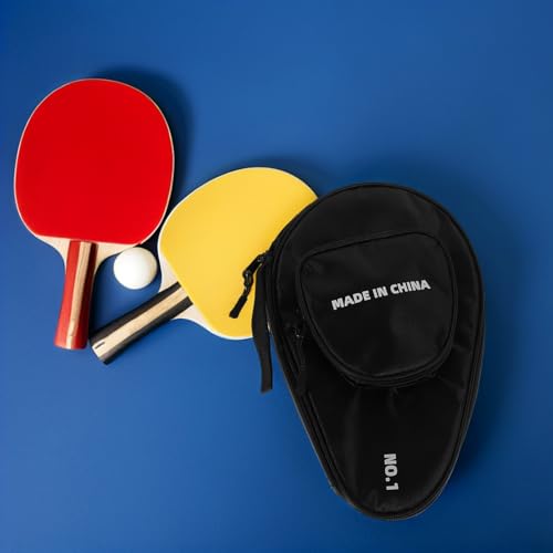 Garneck Table Tennis Paddle Case Double Racket Cover Gourd-shaped Hard Waterproof Bat Storage Bag with 7 Balls Holder for Professional Ping Pong Player