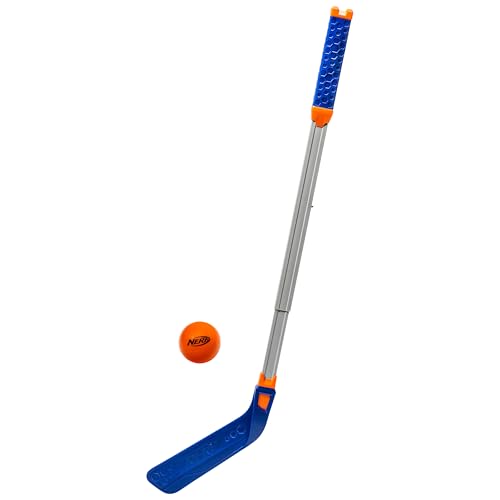 Nerf FLEXPLAY Kids Hockey Stick and Ball Set - Indoor & Outdoor Street Hockey Set - Adjustable Height Stick - Street Hockey Ball Included - style: 1 Stick & 1 Ball