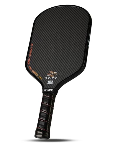 Carbon Fiber Pickleball Paddle 16mm – Professional Pickleball Paddles with Superior Control, Power & Spin – Extended Handle for Two-Handed Grip, USAPA Approved - color: Black