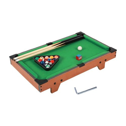 Kids Pool Table Set with Balls and Chalk, 20.5x11.4x3.9 Inch Wooden Mini Billiard Game for Girls Adults Children, Tabletop Pool Table for Office Use