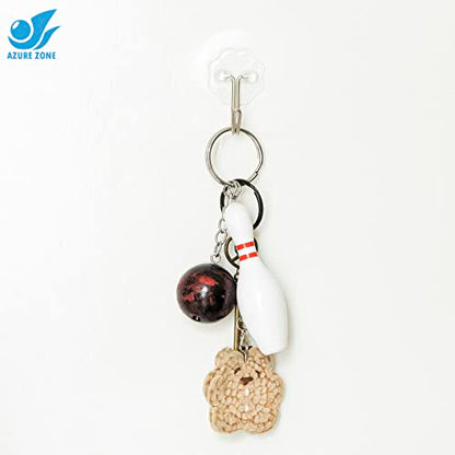 Azure Zone, Pack of 10 Bowling Pin Keychains Ball Charm Key Chain Sports Keyring