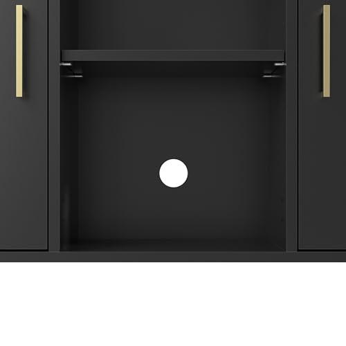 Bush Home Essence Accent Cabinet with Doors, Living Room Furniture, Essence Collection, Black Stipple