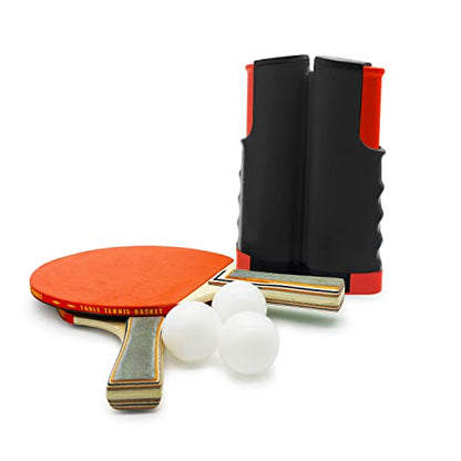 Ping Pong Set with Retractable Net, 2 Ping Pong Paddles, 3 Ping Pong Balls Portable Table Tennis Set Indoor and Outdoor Activities - color: Black Net