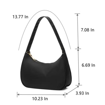 CYHTWSDJ Shoulder Bags for Women, Cute Hobo Tote Handbag Mini Clutch Purse with Zipper Closure - color: Nylon Black