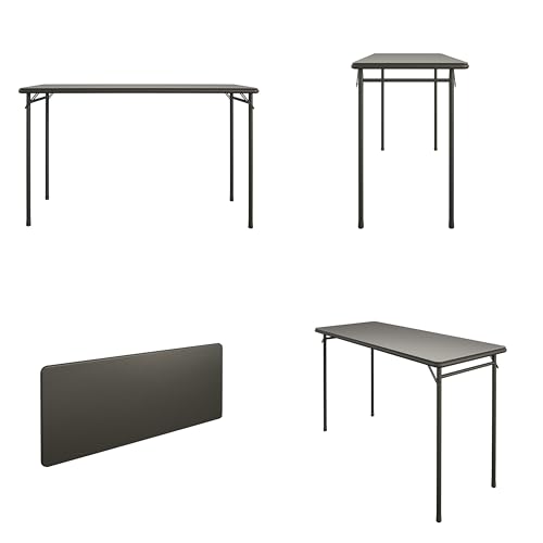 COSCO 20" x 48" Vinyl Top Folding Table, Black - color: Black