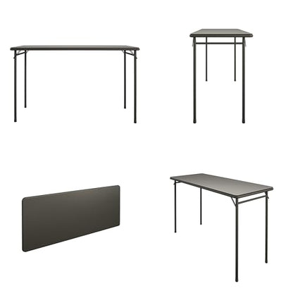 COSCO 20" x 48" Vinyl Top Folding Table, Black - color: Black