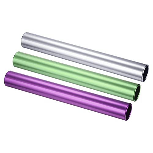 PATIKIL Relay Track Batons Set, Aluminum Alloy Tube Field Running Race Stick for Outdoor Athletics Sport Game Tool - color: Green, Purple, Silver