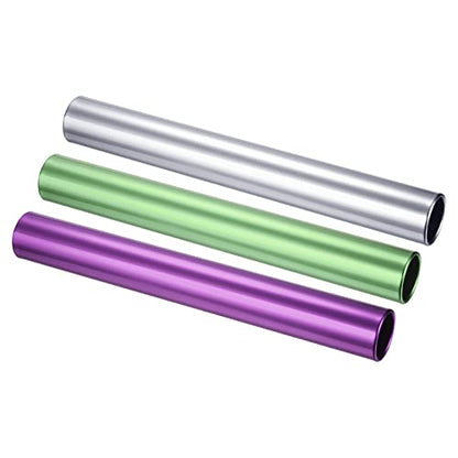 PATIKIL Relay Track Batons Set, Aluminum Alloy Tube Field Running Race Stick for Outdoor Athletics Sport Game Tool - color: Green, Purple, Silver