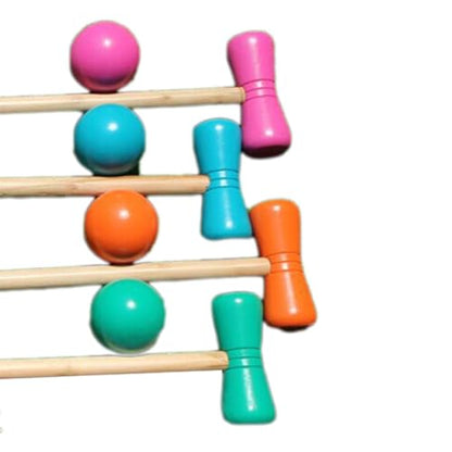 Menolana Lawn Croquet Game Set Sport Outdoor Croquet Set 4 Clubs 6 Doors Toys Four Player Croquet Set for Park Backyard Family Parties
