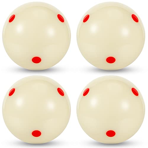 Meooeck 2-1/4'' Pro Cup Cue Ball Standard Billiard Ball Regulation Size Training Pool Ball with 6 Red Dots Replacement Ball, White
