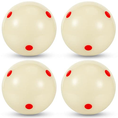 Meooeck 2-1/4'' Pro Cup Cue Ball Standard Billiard Ball Regulation Size Training Pool Ball with 6 Red Dots Replacement Ball, White