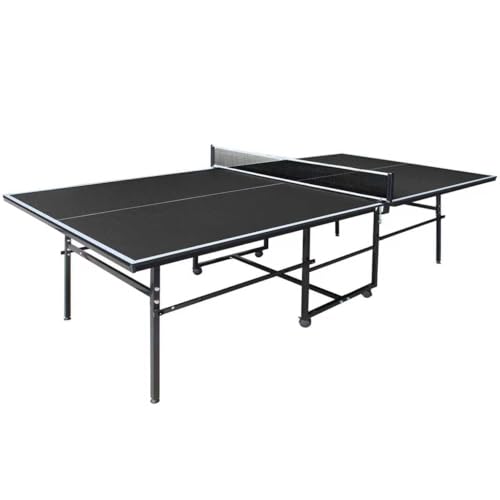 8.5FT/9FT Mid-Size Ping Pong Table, Foldable & Portable Table Tennis Table Set with Net, Table Tennis Paddles and Balls for Family Game - color: Black, size: 8.5x4.3Ft