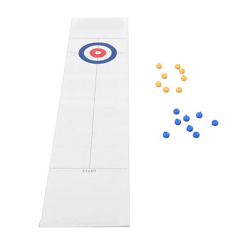 Asixxsix Tabletop Curling Game, Portable Board Game with Foldable Mat and 16 x Balls, Family Set for Home & Outdoor Fun Indoor Table