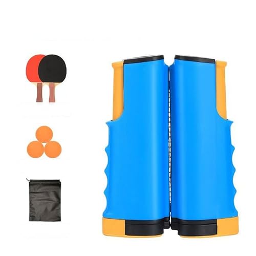Recreational Table Tennis Sets with 2Pcs Table Tennis Rackets and 3Pcs Ping Pong Balls, Retractable Table Tennis Net Replacement with Clamps for Any Table, Home/Outdoor Games - color: Blue