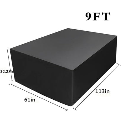 Waterproof Pool Table Cover Black Billiard Snooker Table Protector (113×61×32.3 in) - size: 113×61×32.3 in