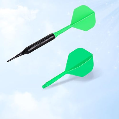 CyeeLife 6pcs Molded Dart Flights and Shafts,one Piece Integrated Accessory Black/White/Blue/Red 2BA CF02A,S/M/L - color: Green