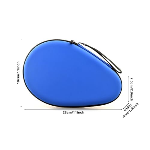 MiOYOOW Table Tennis Racket Case, Hard Shell Ping Pong Storage Bag Ping Pong Paddles Case with Zipper Can Hold 2 Short-Handled Rackets or 1 Long-Handled Racket - color: blue