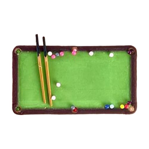 1/64 Scale Miniature Pool Table Set, Resin Billiards Model with Balls and Cue Sticks for Dollhouse and Diorama Scenes