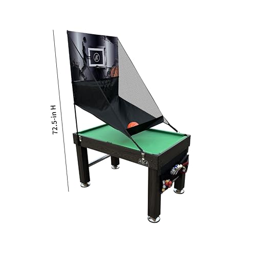 KICK Morpheus 55" 5-in-1 Multi-Game Table – Foosball, Billiards/Pool, Ping Pong, Glide Hockey, and Basketball - color: Brown