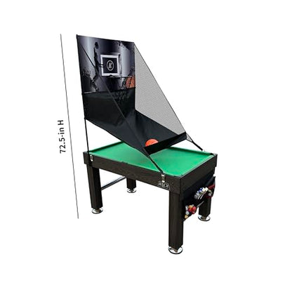 KICK Morpheus 55" 5-in-1 Multi-Game Table – Foosball, Billiards/Pool, Ping Pong, Glide Hockey, and Basketball - color: Brown