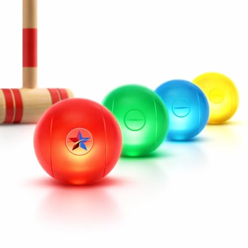 Glow in the Dark Croquet Set with LED Balls - 8 Mallets & Balls - Outdoor Games - Real Durable Croquet Set for Adults - Fun Backyard Activity