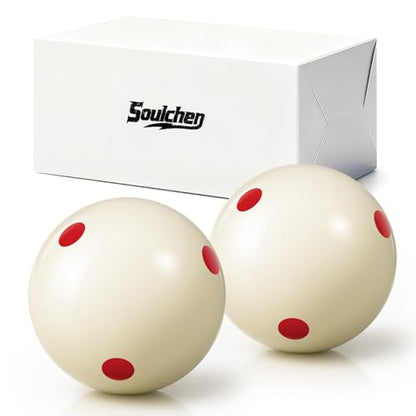 Soulchen 2 Pcs Billiards Cue Ball Snooker Pool Cue Ball 2-1/16" Professional Training for Billiard Pool Table - style: Red Dot