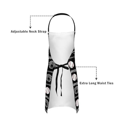 Castle Fairy Cartoon Baseball Kitchen Apron,Bow Knots Waterproof Apron - color: Black White02
