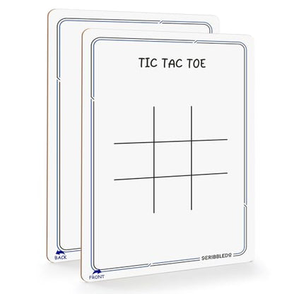 SCRIBBLEDO Tic Tac Toe Game Dry Erase Board 9x6 Inch Double-Sided Whiteboard Reusable Classroom Learning Tool Fun Drawing Writing Table Games for Seniors Small Board for Home & School