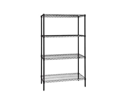 Quantum Storage Systems WR54-2130BK Wire Shelving Starter Kit, 30" W x 21" D x 54" H, 600 lbs Capacity, Carbon Steel, Epoxy Coated, Black, NSF - color: Black Epoxy, size: 54H x 30W x 21D