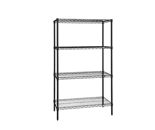 Quantum Storage Systems WR54-1830BK Wire Shelving Starter Kit, 30" W x 18" D x 54" H, 600 lbs Capacity, Carbon Steel, Epoxy Coated, Black, NSF - color: Black Epoxy, size: 54H x 30W x 18D