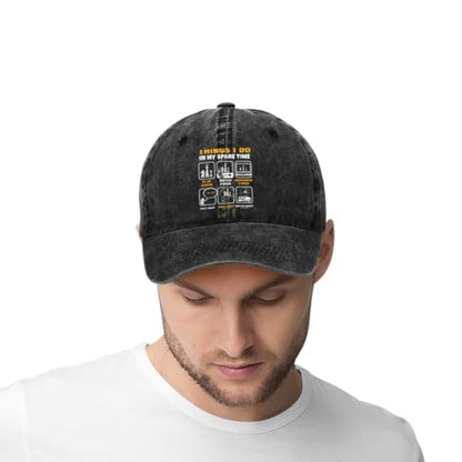 Funny Dog Lover Chess Club Pieces Game Board Player Humor Baseball Cap for Men, Adjustable Trucker Hat Fishing Hats Black