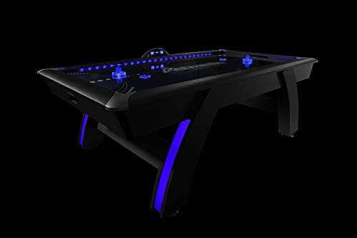 Atomic 90” Indiglo LED Light Up Air Hockey Table – Fully Illuminated Arcade Style Table with LED Scoring, Light Up Pucks & Pushers, in‑Rail Lighting and Music