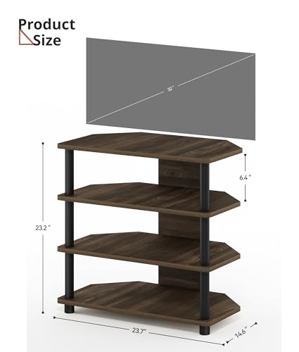 Game Console Shelf, 4-Tier AV Media Stand with Open Shelves Entertainment Cabinet for Bedroom Dorm Living Room, Fits TV up to 32” - color: Brown