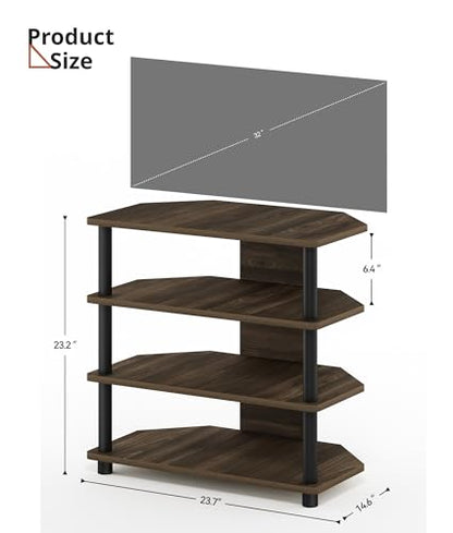 Game Console Shelf, 4-Tier AV Media Stand with Open Shelves Entertainment Cabinet for Bedroom Dorm Living Room, Fits TV up to 32” - color: Brown