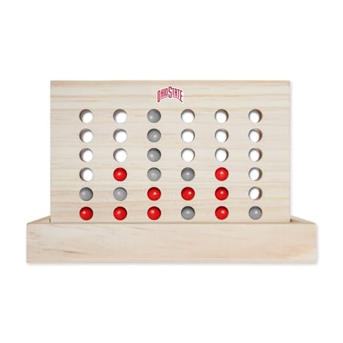 Rico Industries NCAA Mini Travel Team 4 in A Row Mini Game- Wooden, Team Colors, 5.5" x 8" (Ohio State) - style: Ohio State
