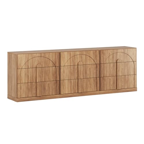 BELLEZE Set of 3 Bookcase with 3 Drawers, Modern Book Shelf with Wide Wooden Handle, 94" Wood Bookshelves for Living Room Office Entryway (Camel) - color: Bijou Camel C, size: 3