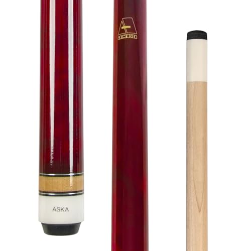 ASKA Short Kids Cue LCS, Canadian Hard Rock Maple Billiard Pool Cue Stick - color: Red 48 inches, Wrapless, LCSN