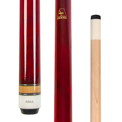ASKA Short Kids Cue LCS, Canadian Hard Rock Maple Billiard Pool Cue Stick - color: Red 48 inches, Wrapless, LCSN