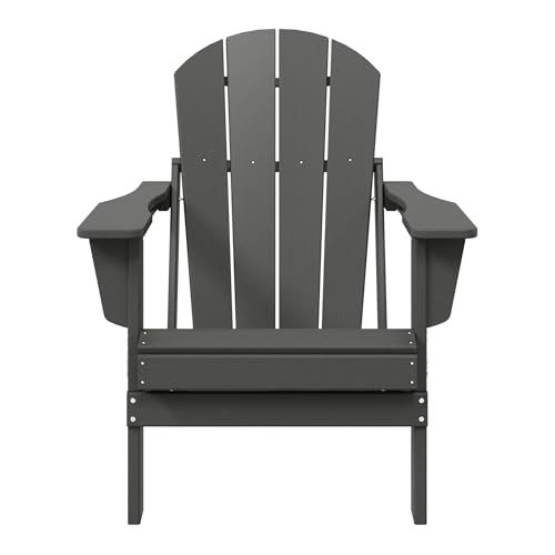 WestinTrends Malibu HDPE Outdoor Patio Folding Poly Adirondack Chair, Gray - color: Grey, size: 1 Chair