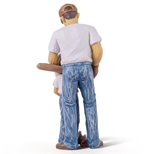 AIDLNS Father and Son Figurines, Dad and Son Play Baseball Hand-Painted Figures Gifts, for Dad Boys, Family Sculpture for Shelf Decor Desktop Home Decoration