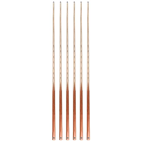 HMQQ 58" One Piece Pool Cue Stick with 13MM Leather Tip, Weight 20OZ Billiards Cue Stick, Pool Stick Set of 4/ Set of 6/ Set of 8 (Black&Natural Wood Color) - style: Wood Grain Color Set of 6