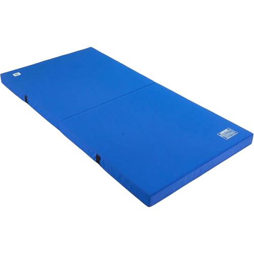 We Sell Mats Bifolding Gymnastics Crash Landing Mat Pad, Safety for Tumbling, Back Handspring Training and Cheerleading - color: Blue, size: 4 ft x 8 ft x 4 Inch