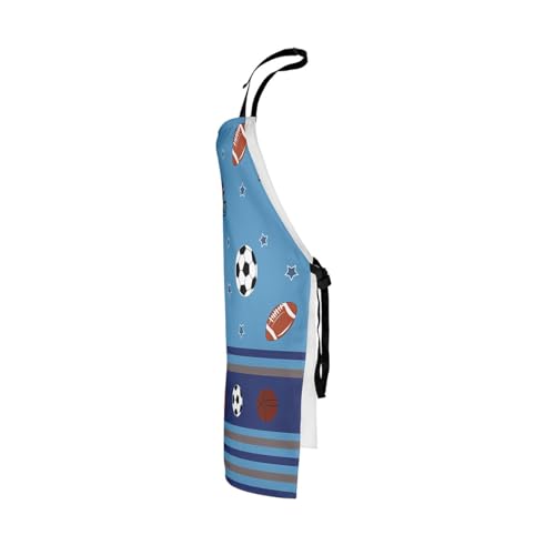 Manfei Ball Sports Kids Kitchen Apron - color: Navy Blue Orange