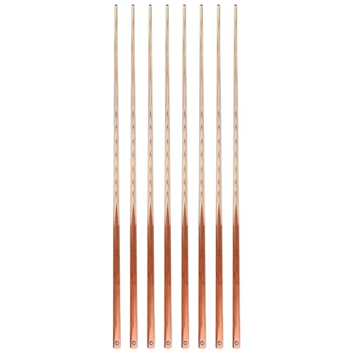HMQQ 58" One Piece Pool Cue Stick with 13MM Leather Tip, Weight 20OZ Billiards Cue Stick, Pool Stick Set of 4/ Set of 6/ Set of 8 (Black&Natural Wood Color) - style: Wood Grain Color Set of 8