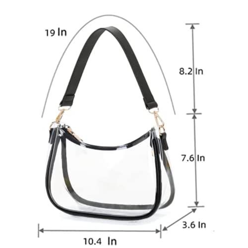CYHTWSDJ Shoulder Bags for Women, Cute Hobo Tote Handbag Mini Clutch Purse with Zipper Closure - color: Clear Black